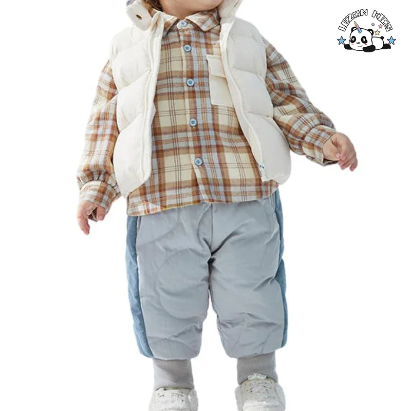 LEZONKIDS - Calças Quentes de Inverno Personalizadas para Crianças Unissex Meninas e Meninos Calças de Down 2 a 8 Anos